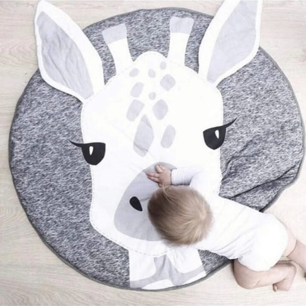NWOT - Gray and White Giraffe Play Mat Tummy Time Nursery Rug